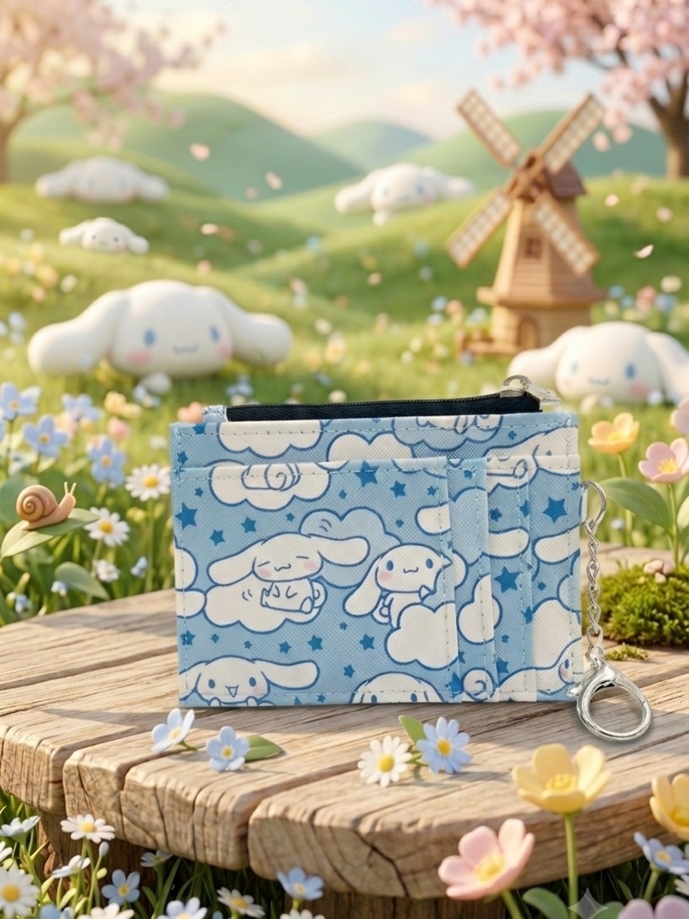 Sanrio Cinnamoroll Cardholder Wallet with Keyring Chain NWT